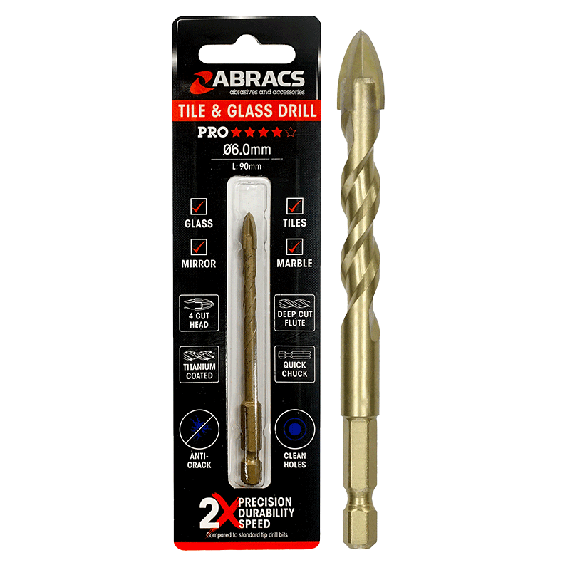4-Tip Tile & Glass Drill Bits Pro